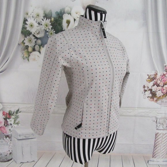 DONNA NICOLE Polka Dot Full Zip Off White Jacket - Picture 6 of 9